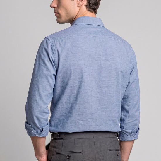 Pure Cotton Melange Flannel-Effect Button-Down Shirt - MONTEZEMOLO