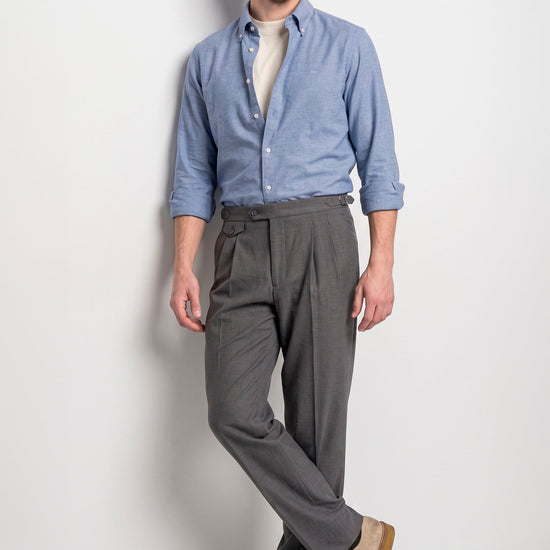 Pure Cotton Melange Flannel-Effect Button-Down Shirt - MONTEZEMOLO