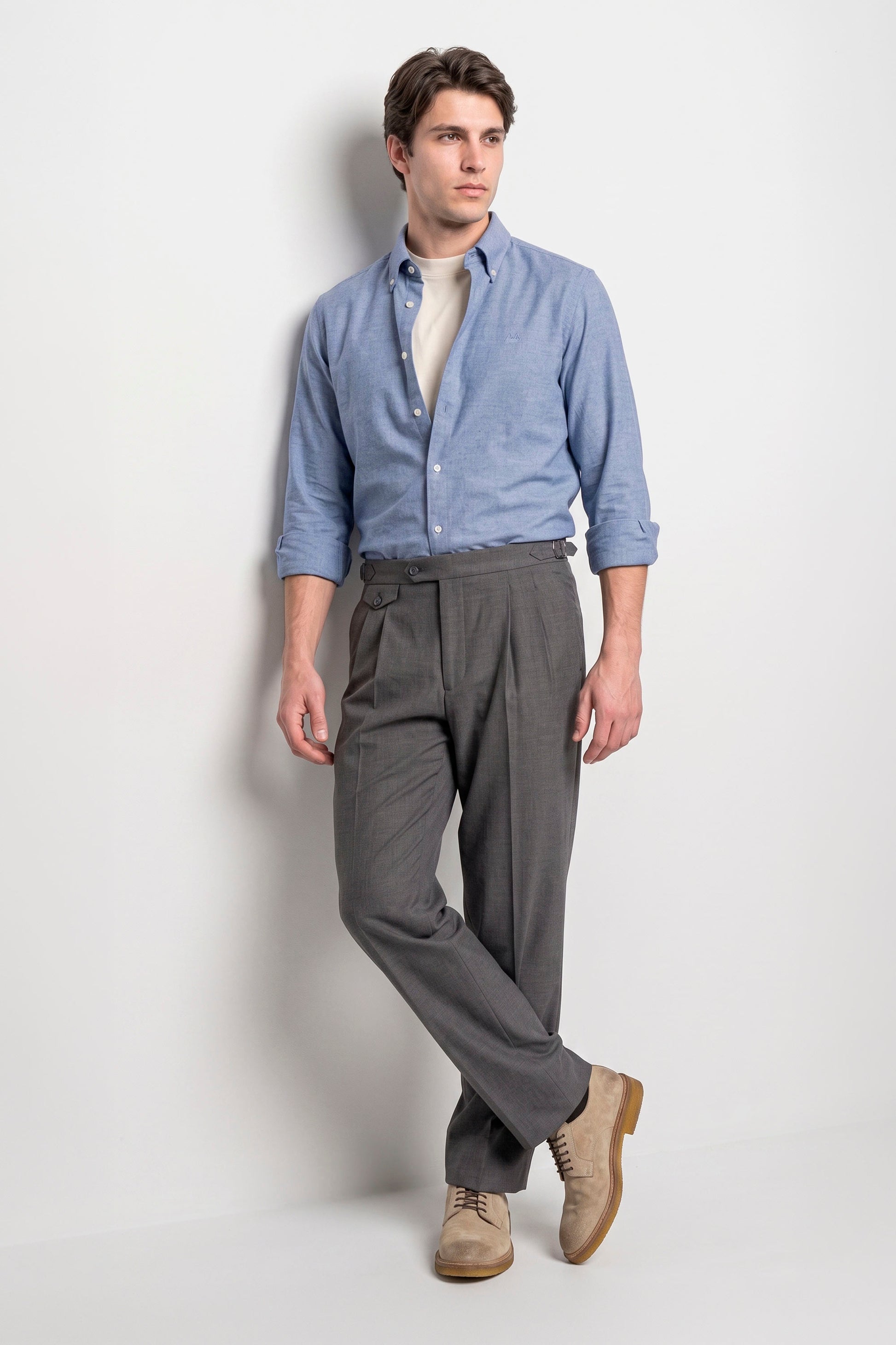 Pure Cotton Melange Flannel-Effect Button-Down Shirt - MONTEZEMOLO