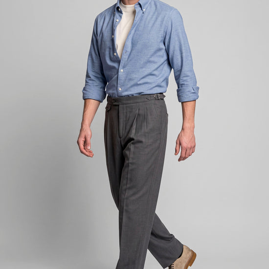 Pure Cotton Melange Flannel-Effect Button-Down Shirt - MONTEZEMOLO