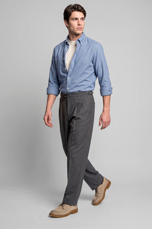 Pure Cotton Melange Flannel-Effect Button-Down Shirt - MONTEZEMOLO