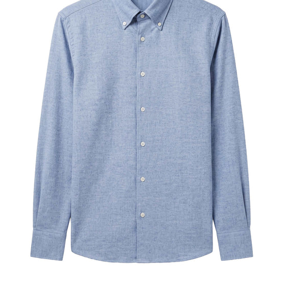 Pure Cotton Melange Flannel-Effect Button-Down Shirt - MONTEZEMOLO