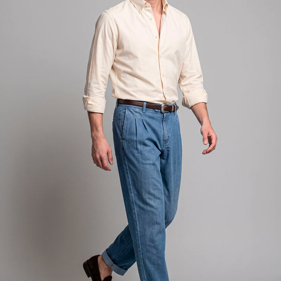 Pure Cotton Melange Flannel-Effect Button-Down Shirt - MONTEZEMOLO