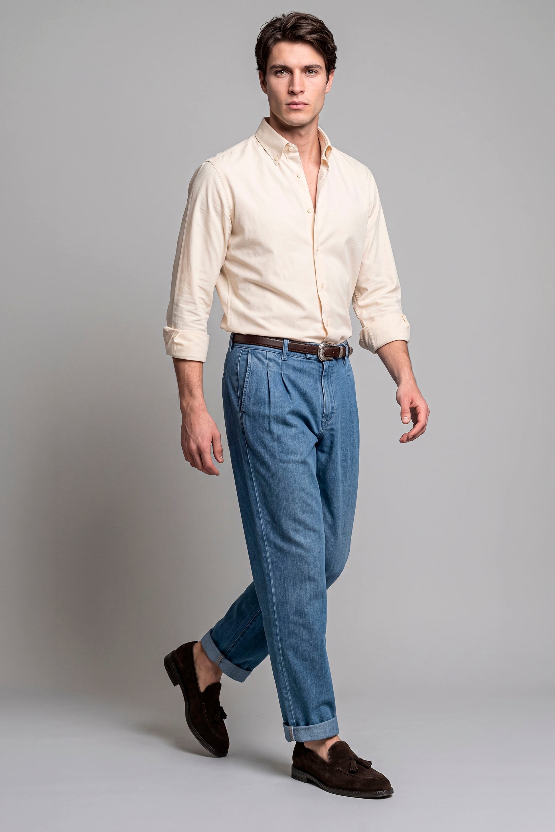 Pure Cotton Melange Flannel-Effect Button-Down Shirt - MONTEZEMOLO