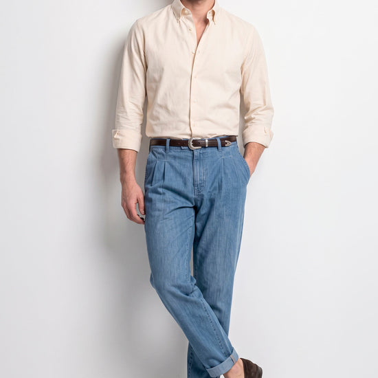 Pure Cotton Melange Flannel-Effect Button-Down Shirt - MONTEZEMOLO
