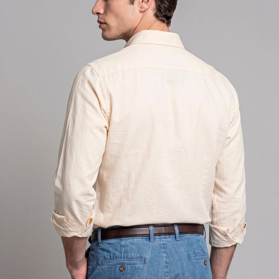 Pure Cotton Melange Flannel-Effect Button-Down Shirt - MONTEZEMOLO