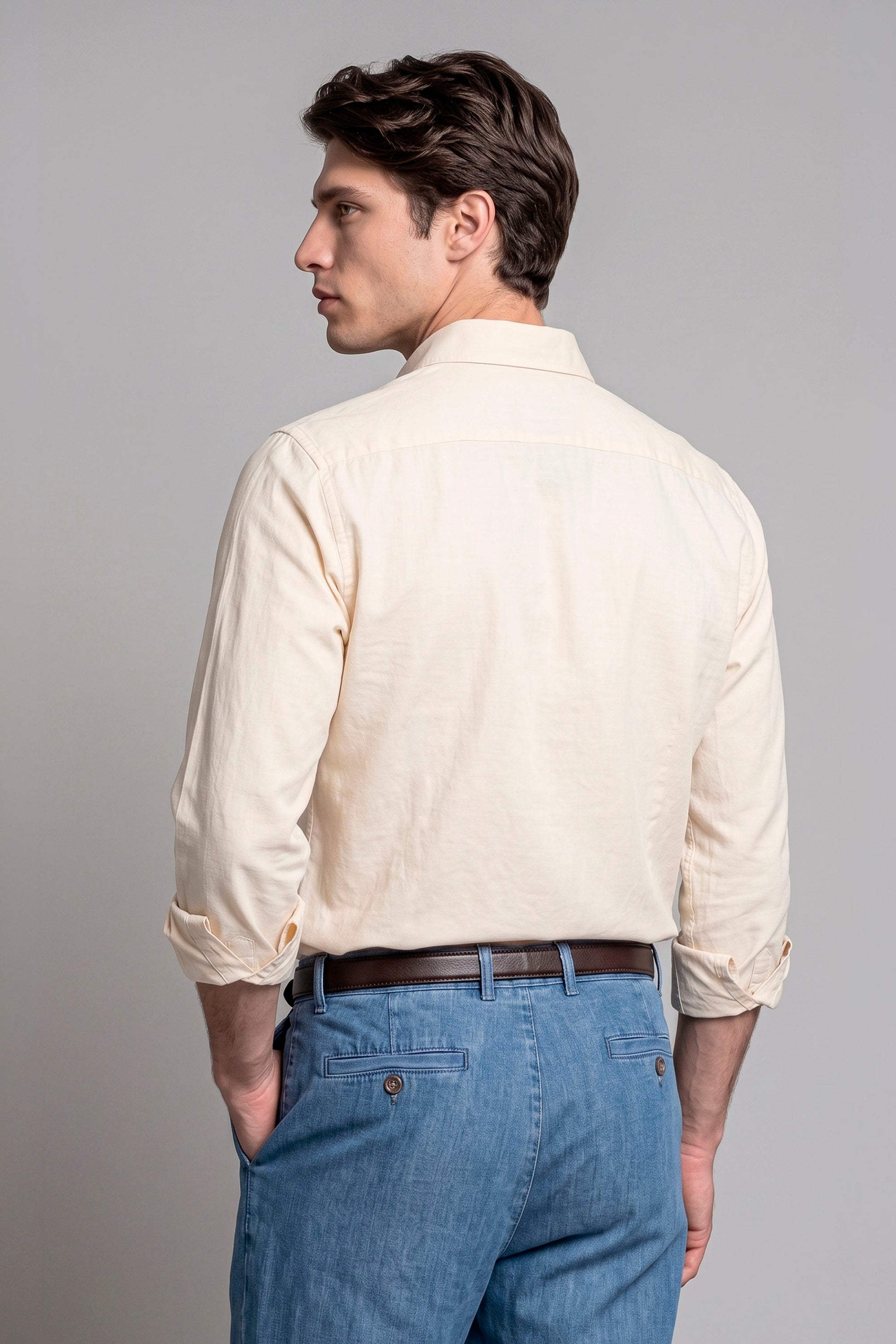Pure Cotton Melange Flannel-Effect Button-Down Shirt - MONTEZEMOLO