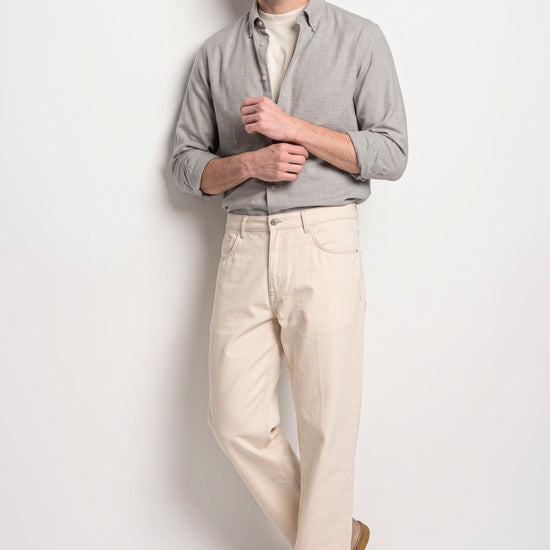 Pure Cotton Melange Flannel-Effect Button-Down Shirt - MONTEZEMOLO