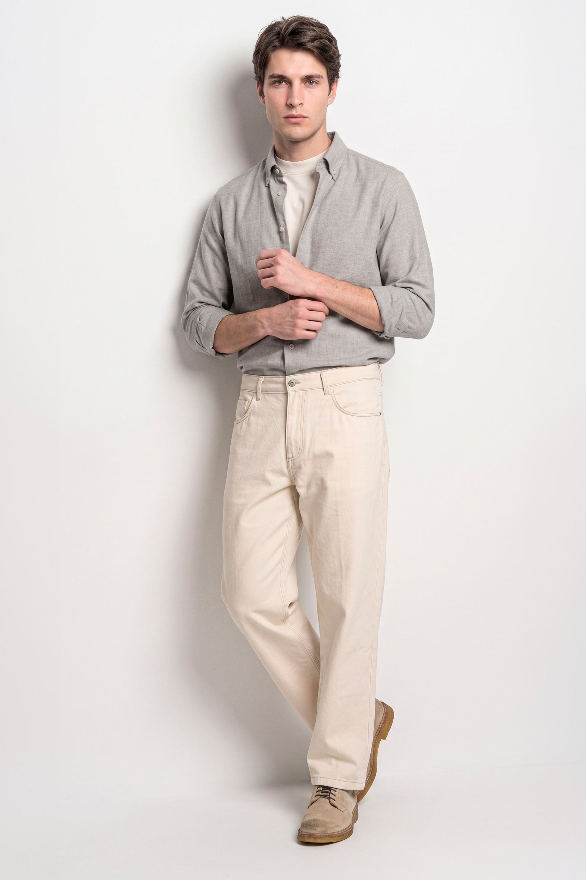 Pure Cotton Melange Flannel-Effect Button-Down Shirt - MONTEZEMOLO