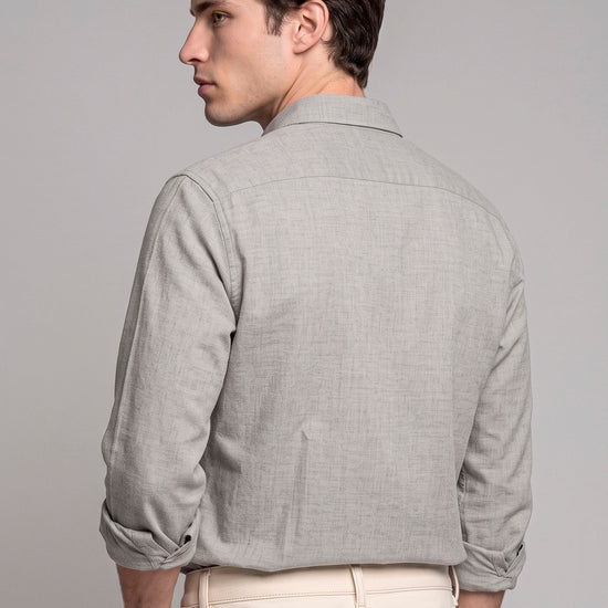 Pure Cotton Melange Flannel-Effect Button-Down Shirt - MONTEZEMOLO