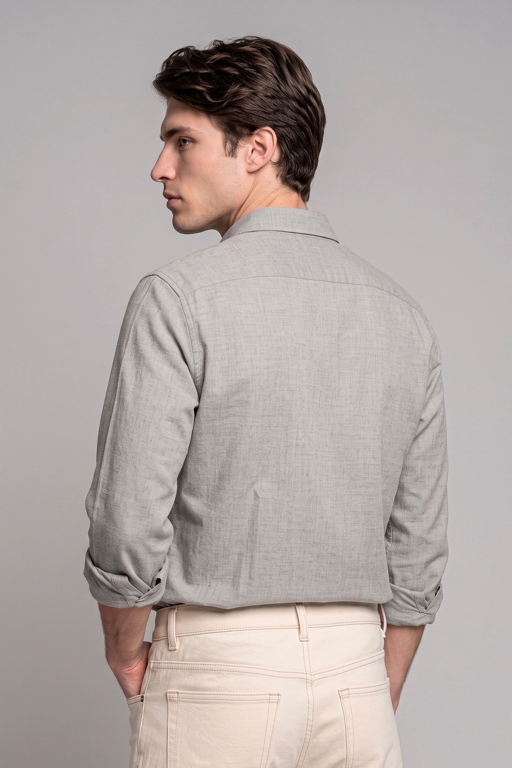 Pure Cotton Melange Flannel-Effect Button-Down Shirt - MONTEZEMOLO