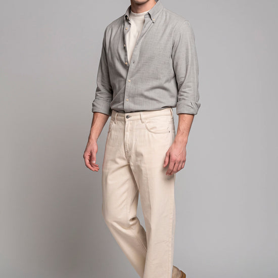 Pure Cotton Melange Flannel-Effect Button-Down Shirt - MONTEZEMOLO