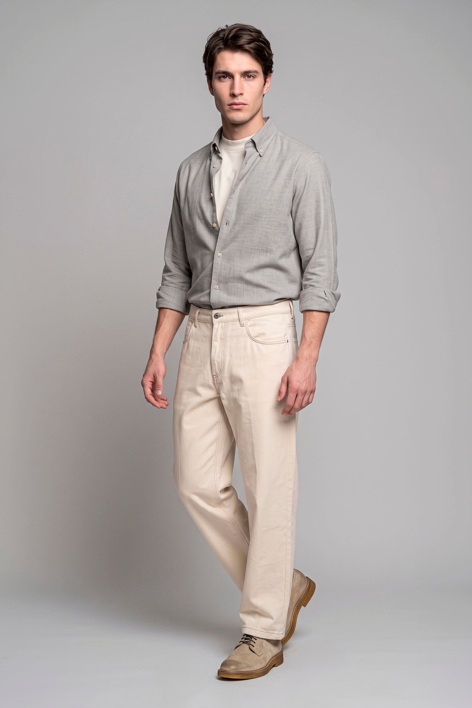 Pure Cotton Melange Flannel-Effect Button-Down Shirt - MONTEZEMOLO