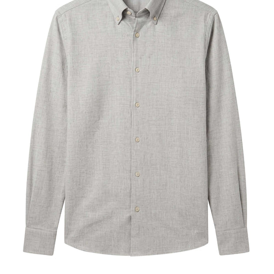 Pure Cotton Melange Flannel-Effect Button-Down Shirt - MONTEZEMOLO