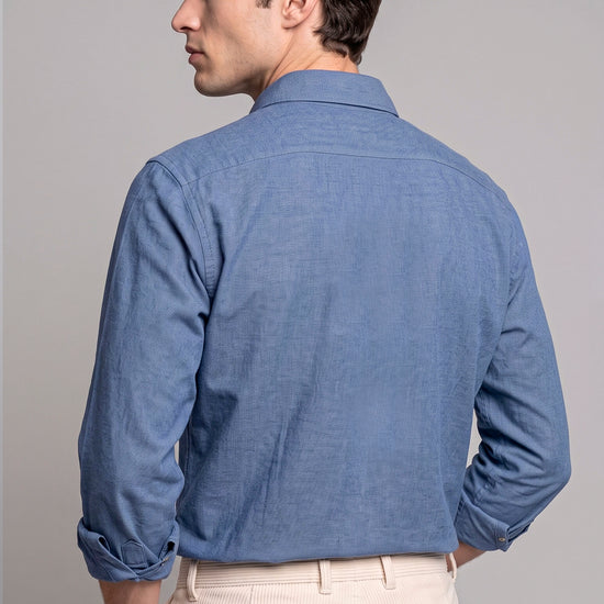 Pure Cotton Melange Flannel-Effect Button-Down Shirt - MONTEZEMOLO