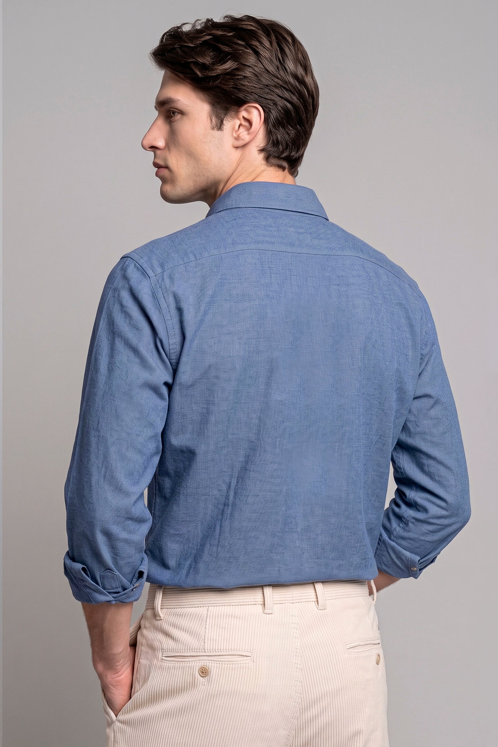 Pure Cotton Melange Flannel-Effect Button-Down Shirt - MONTEZEMOLO