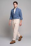 Pure Cotton Melange Flannel-Effect Button-Down Shirt - MONTEZEMOLO