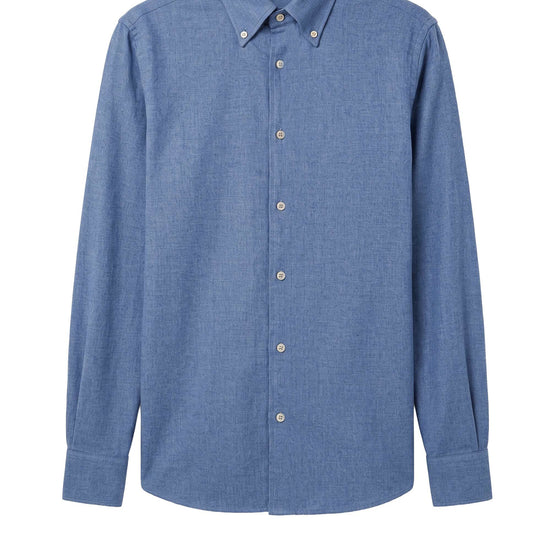 Pure Cotton Melange Flannel-Effect Button-Down Shirt - MONTEZEMOLO