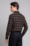 Super 120’s Natural Stretch Wool Spear Collar Check Shirt - MONTEZEMOLO