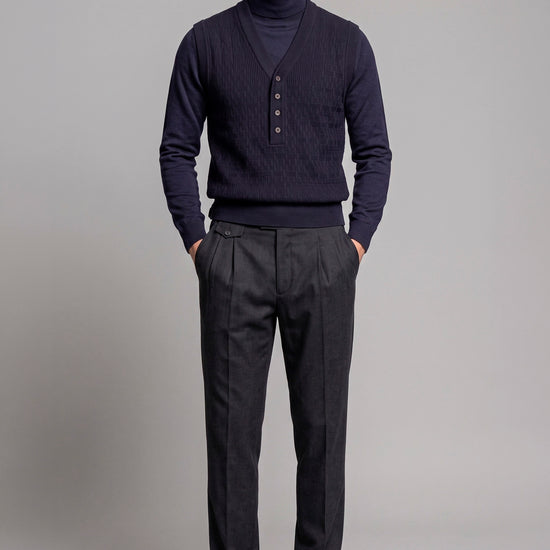 Pure Merino Wool V-Neck Vest - MONTEZEMOLO