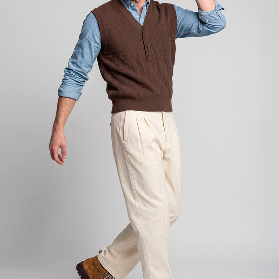 Pure Merino Wool V-Neck Vest - MONTEZEMOLO
