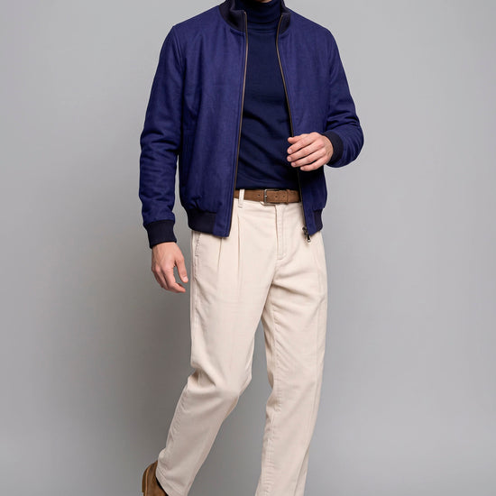 Reversible Padded Virgin Wool, Silk and Camel Wool Bomber Jacket - MONTEZEMOLO