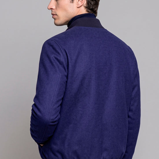 Reversible Padded Virgin Wool, Silk and Camel Wool Bomber Jacket - MONTEZEMOLO