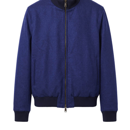 Reversible Padded Virgin Wool, Silk and Camel Wool Bomber Jacket - MONTEZEMOLO
