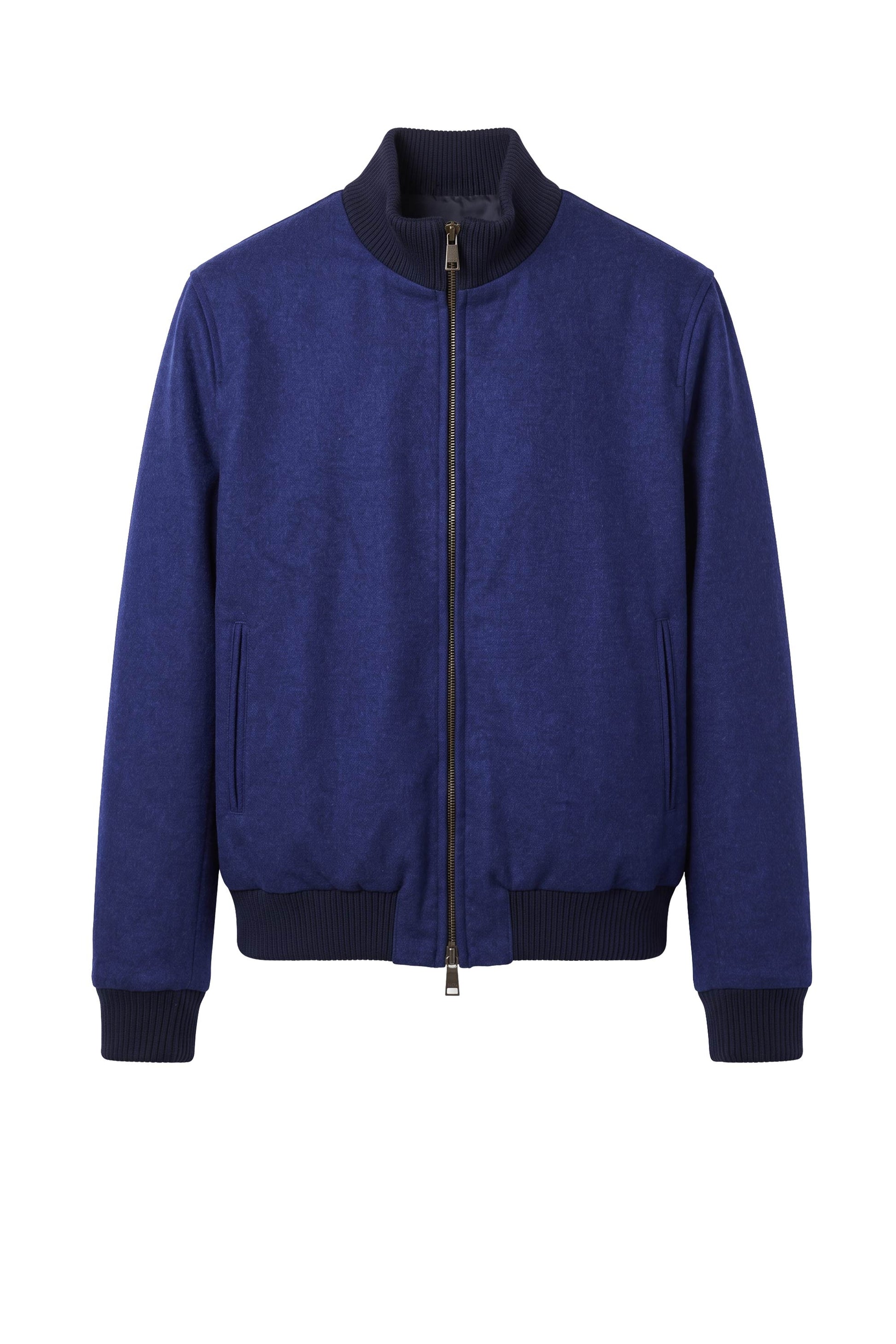 Reversible Padded Virgin Wool, Silk and Camel Wool Bomber Jacket - MONTEZEMOLO