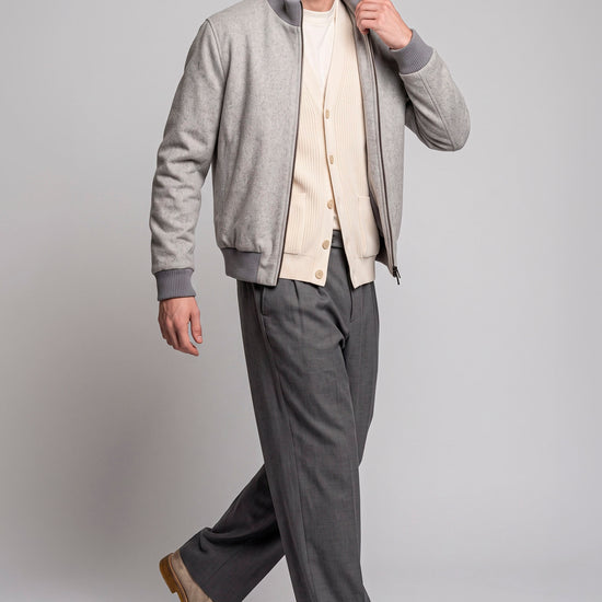 Reversible padded virgin wool blend bomber jacket - MONTEZEMOLO