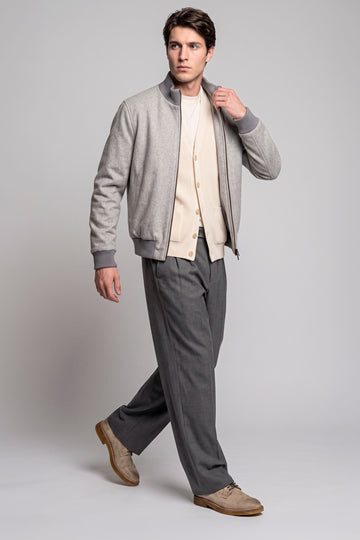 Reversible padded virgin wool blend bomber jacket - MONTEZEMOLO
