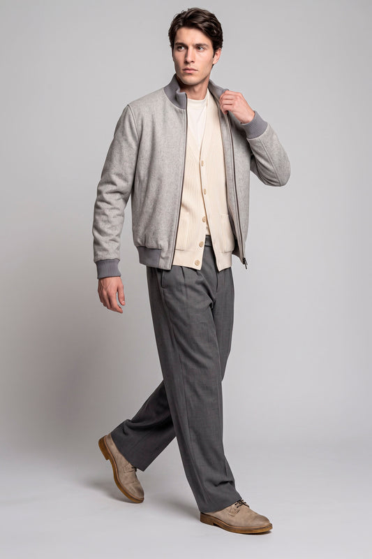 Reversible padded virgin wool blend bomber jacket - MONTEZEMOLO
