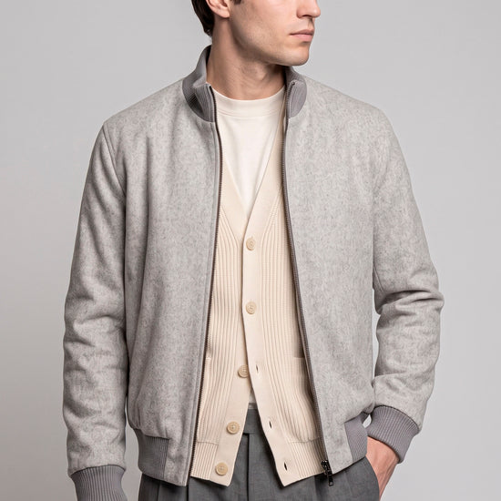 Reversible padded virgin wool blend bomber jacket - MONTEZEMOLO
