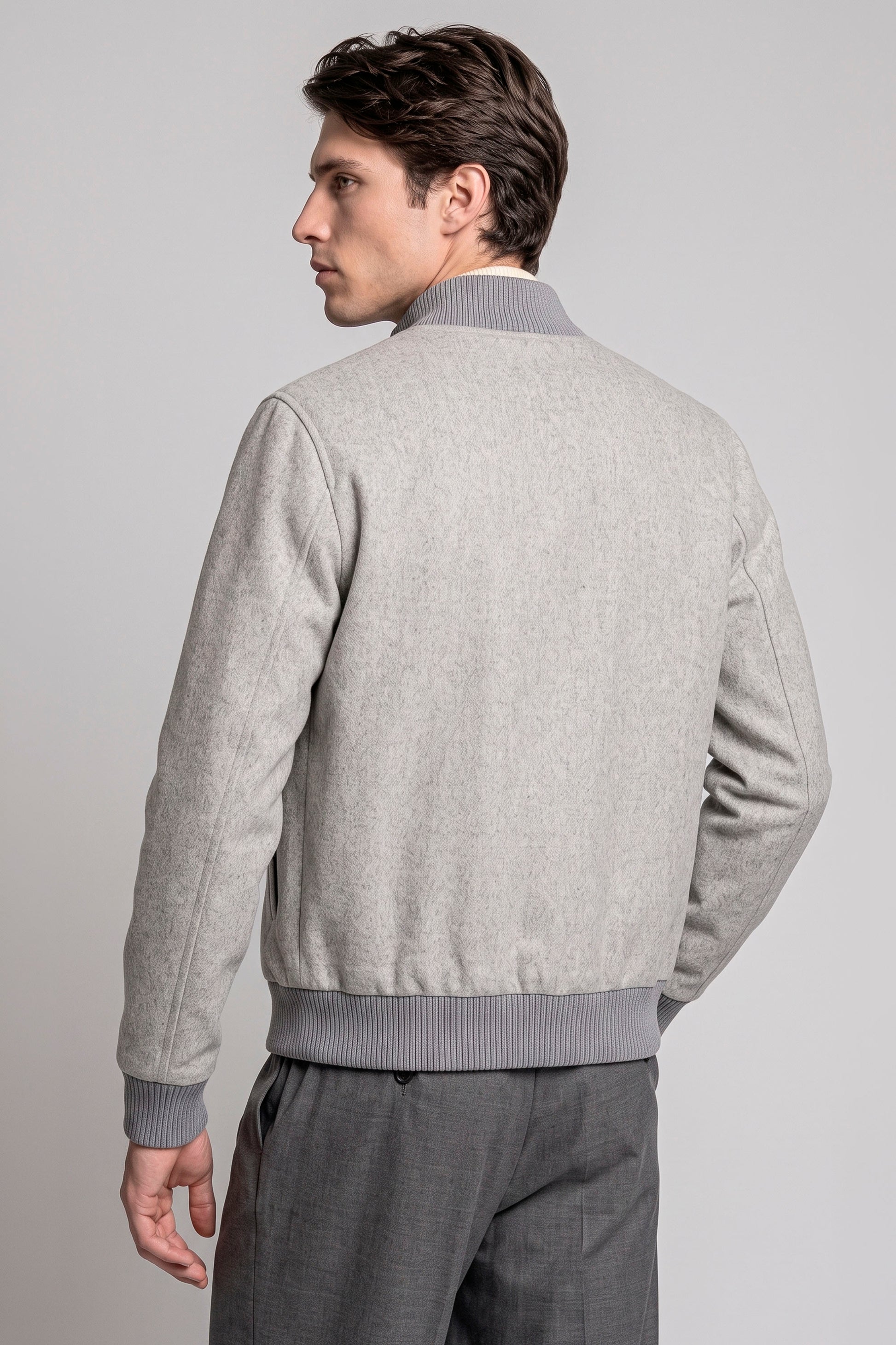 Reversible padded virgin wool blend bomber jacket - MONTEZEMOLO