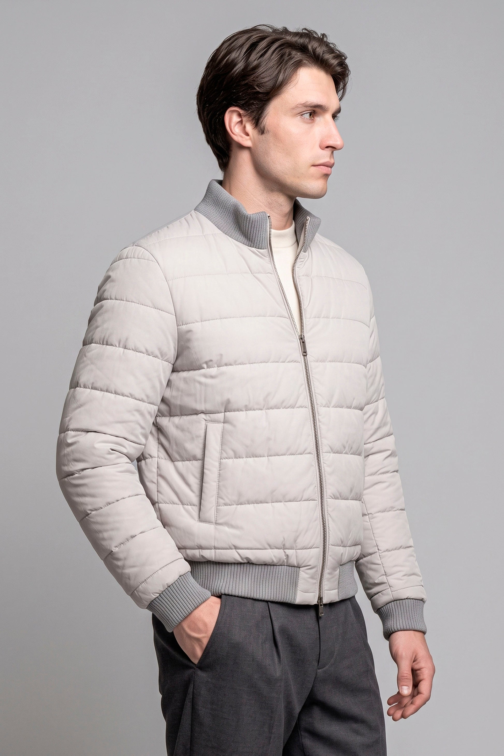 Reversible padded virgin wool blend bomber jacket - MONTEZEMOLO