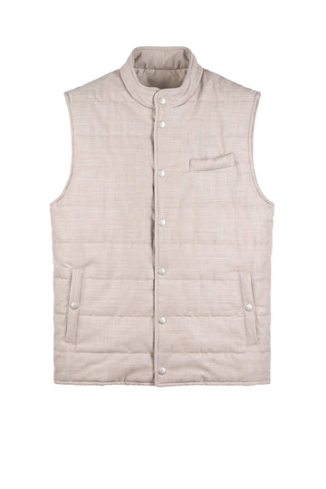 Quilted Stretch Wool Vest with Snap Buttons