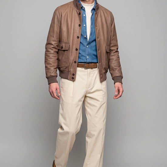 Goose-Down Padded Nubuck Leather Bomber Jacket - MONTEZEMOLO