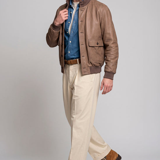 Goose-Down Padded Nubuck Leather Bomber Jacket - MONTEZEMOLO
