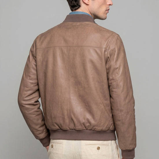 Goose-Down Padded Nubuck Leather Bomber Jacket - MONTEZEMOLO