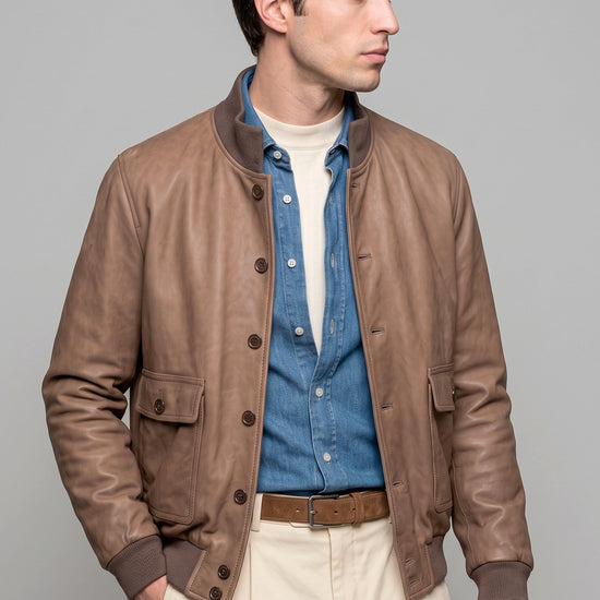 Goose-Down Padded Nubuck Leather Bomber Jacket - MONTEZEMOLO