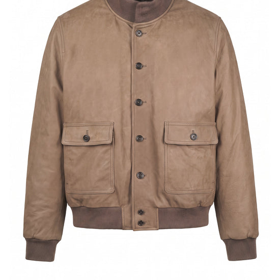 Goose-Down Padded Nubuck Leather Bomber Jacket - MONTEZEMOLO