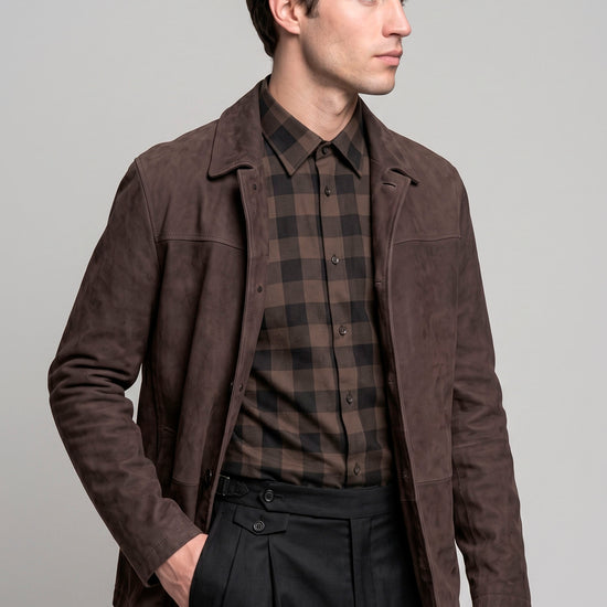 Waxed Nubuck Leather Jacket - MONTEZEMOLO