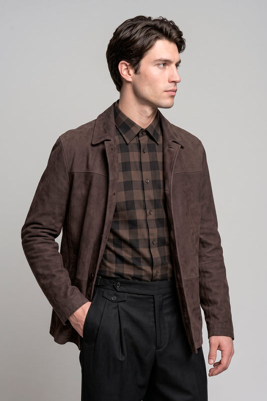 Waxed Nubuck Leather Jacket - MONTEZEMOLO