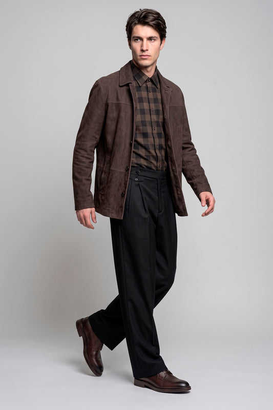 Waxed Nubuck Leather Jacket - MONTEZEMOLO