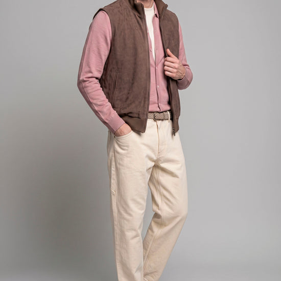 Full-Zip Suede Vest - MONTEZEMOLO