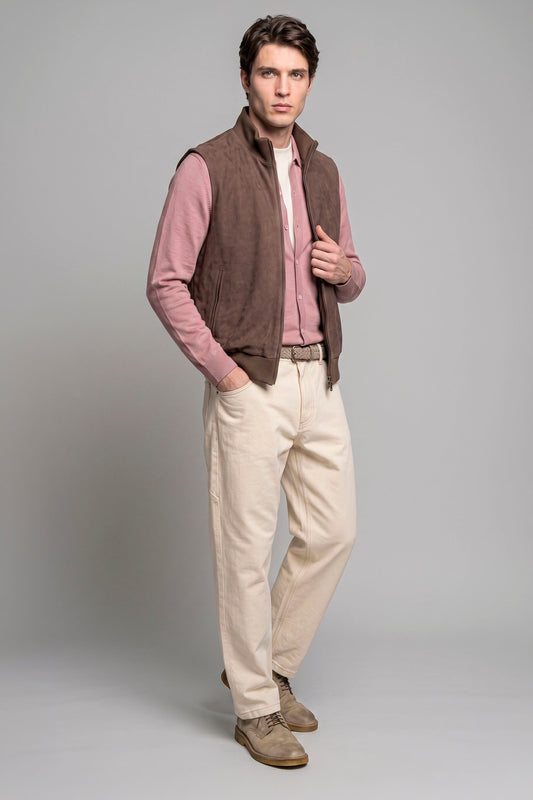 Full-Zip Suede Vest - MONTEZEMOLO