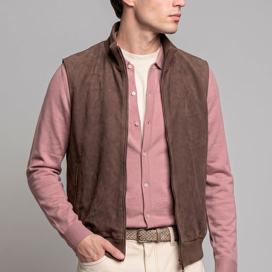 Full-Zip Suede Vest - MONTEZEMOLO