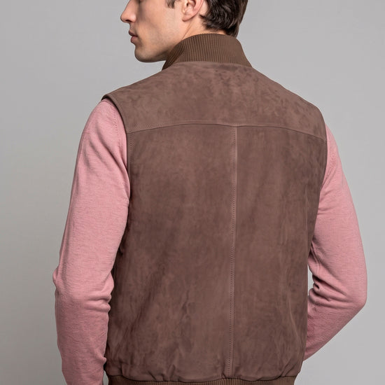 Full-Zip Suede Vest - MONTEZEMOLO