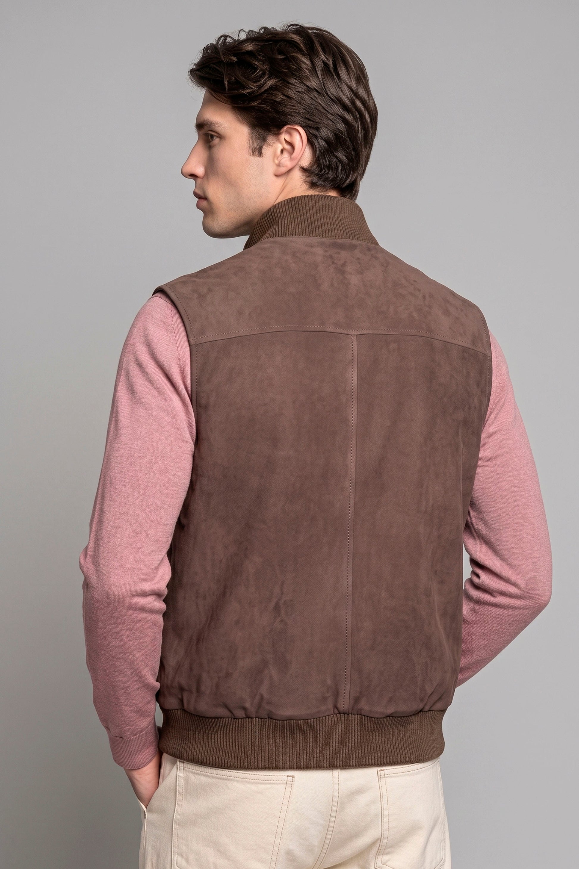 Full-Zip Suede Vest - MONTEZEMOLO