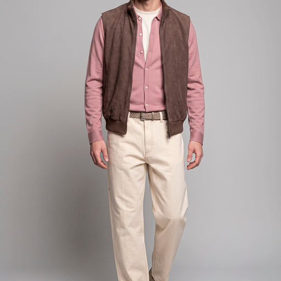 Full-Zip Suede Vest - MONTEZEMOLO